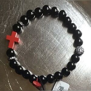 ❤️❤️ NOGU Gunmetal and Red Enamel Cross Bracelet ❤️❤️